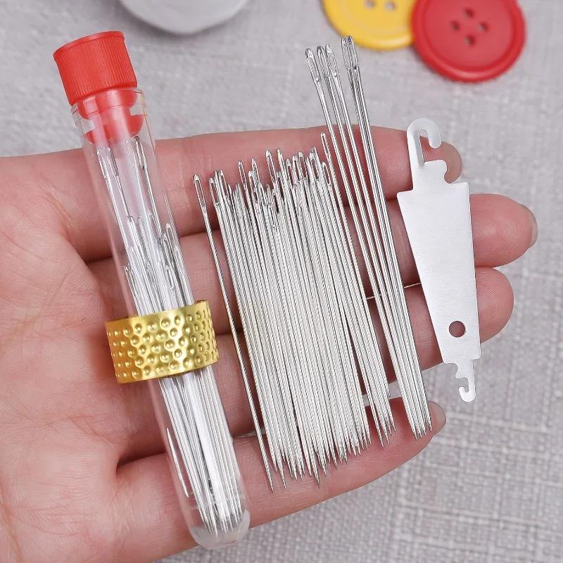 Product Introduction of 1/3Sets Multisize Blind Needle Elderly Needle-side Big Hole Hand Stainless Steel Sewing Needless Threading Household DIY Sewing Needles 13