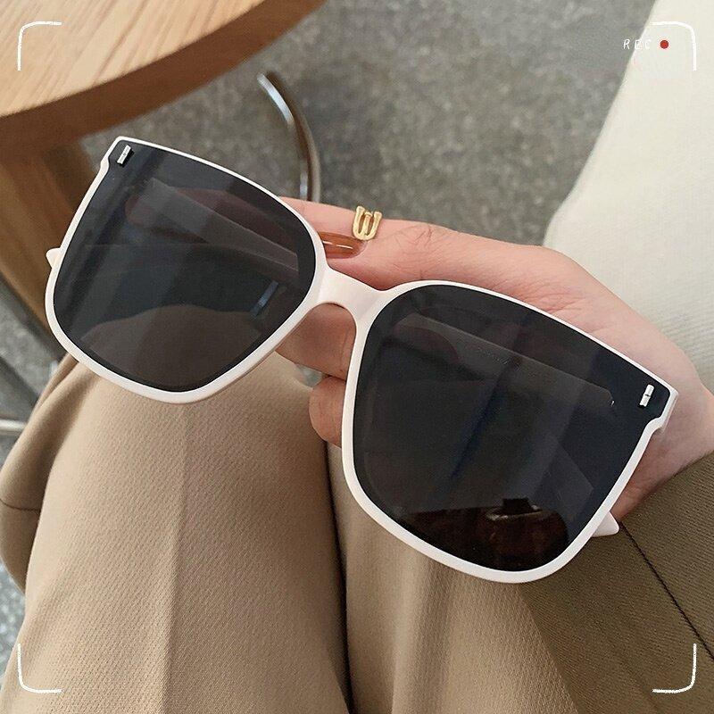 Fashion retro big square sunglasses men women Double e American trend sunglass cermin mata hitam 6