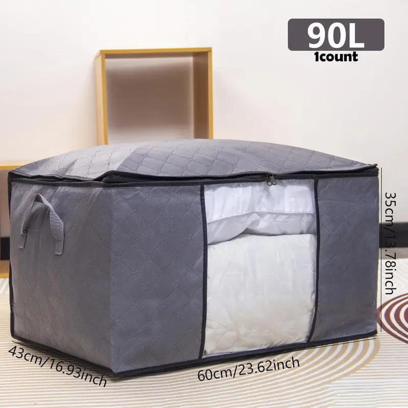 Large Capacity Clothes Storage Bag, Foldable Storage Organizer with Handle & Zipper, Summer Gift, Home Containers for Bedding, Blankets, Comforters, Storage for Bedroom, House Accessories, Mens Gifts, Valentine's Day Gift, Travel Accessories 1