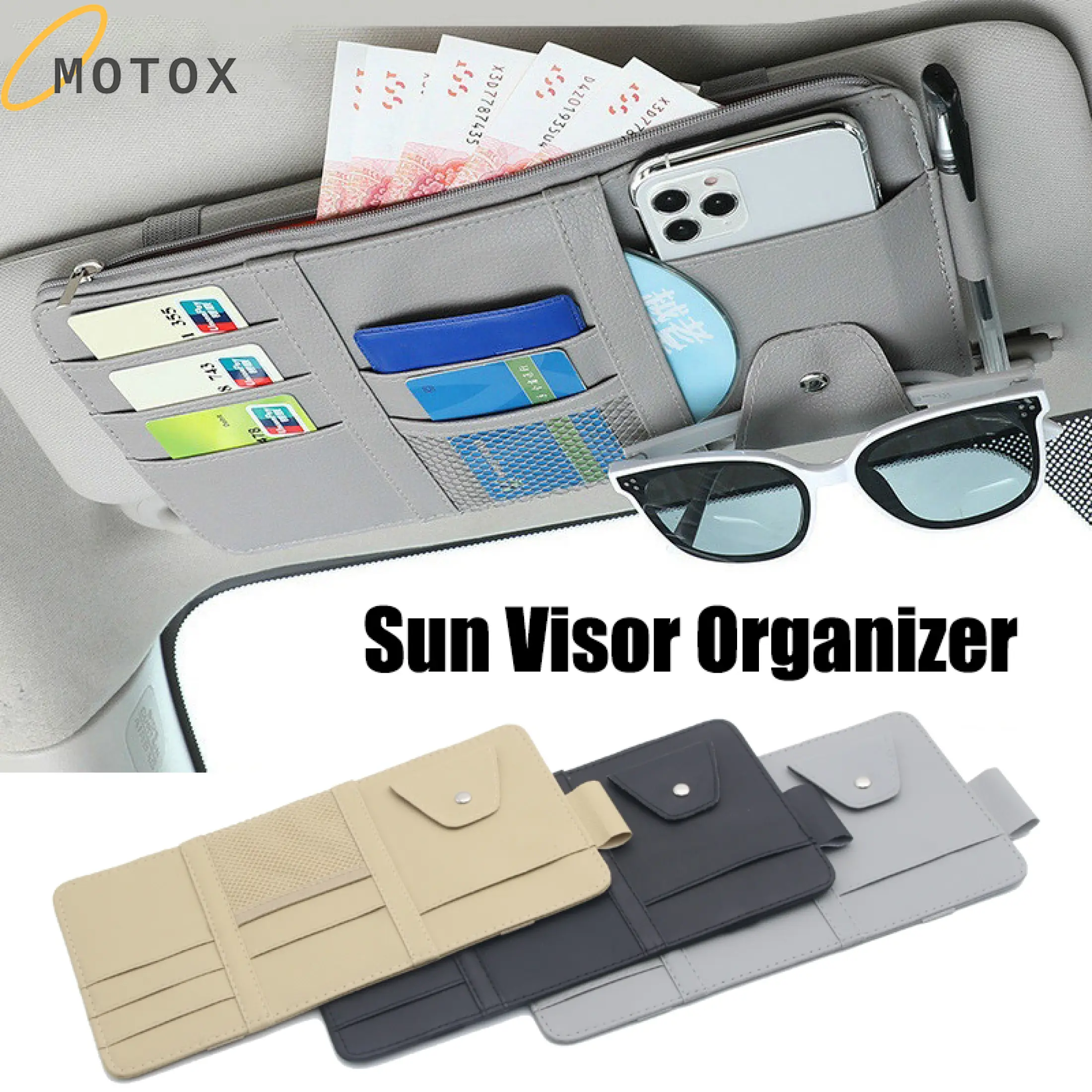 Car Styling Visor Organizer Auto Sun Visor Storage Pouch Car Organizer Sunglasses Holder Card Organizer Ticket Pocket Pen Holder