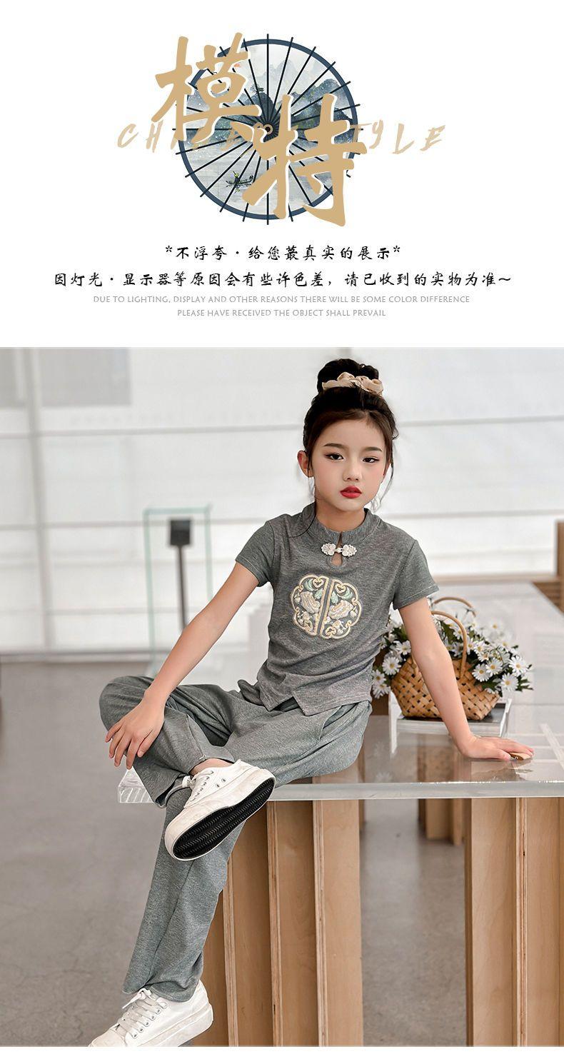Product Introduction of Quần Áo Trẻ Em, Thoải Mái, Bộ Đồ Mùa Hè Cho Bé Gái, Hàng Mới Về 2024, Dành Cho Trẻ Em Trung Và Lớn, Phong Cách Trung Quốc, Bộ Đồ Hai Mảnh ngắn Tay, Thời Trang, Thích Hợp Cho Mùa Hè 5