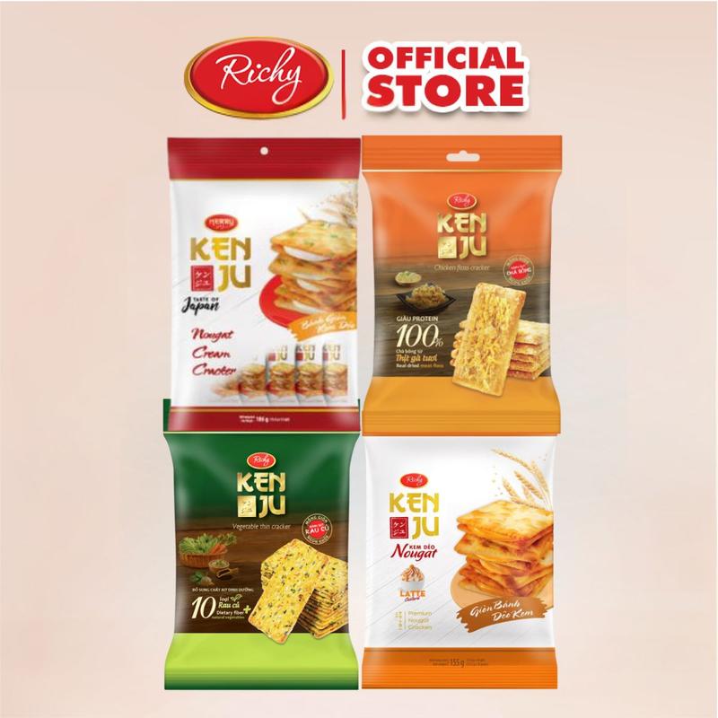 Combo 4 loại bánh Kenju mix vị kem dẻo truyền thống, rau củ, chà bông và latte