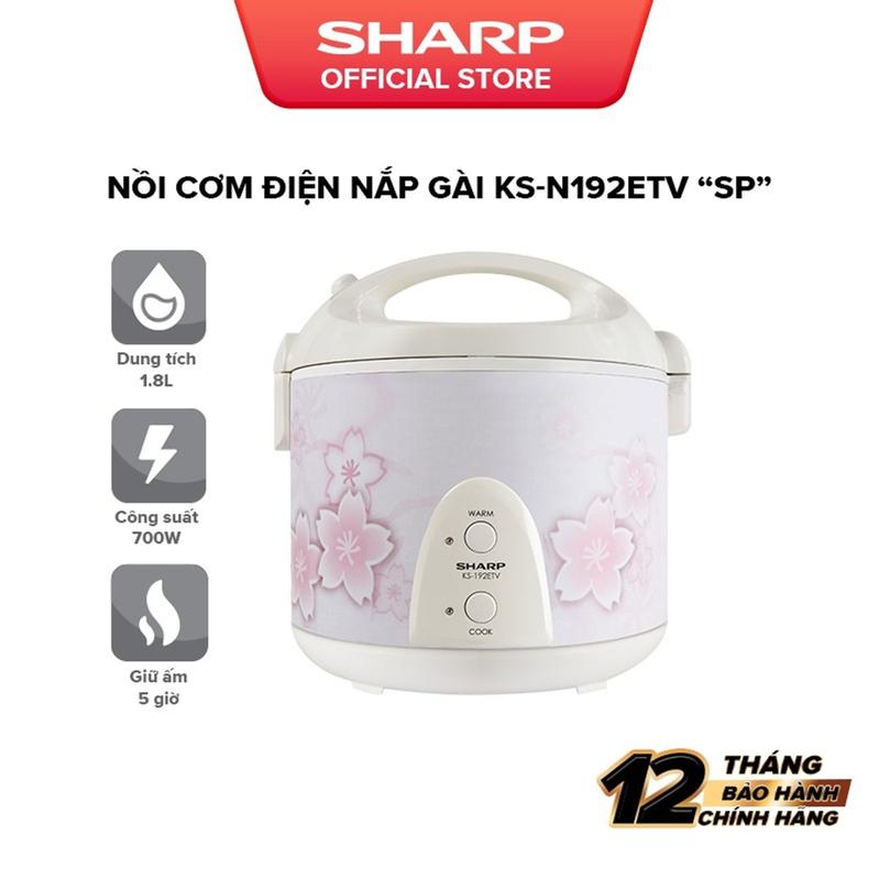 Nồi Cơm Điện Nắp Liền Sharp KS-N192ETV"SP" 1.8L, SX Thailand [ Lòng Nhôm Chống Dính]