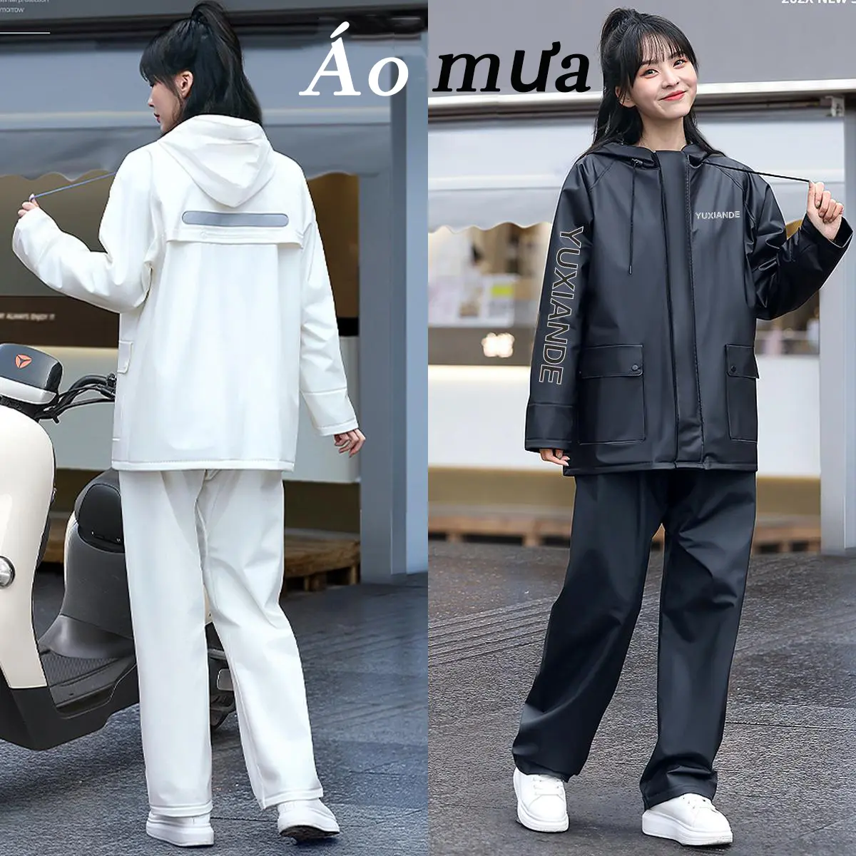 Áo mưa Đi xe máy Unisex Split Áo mưa Setreflective Strip Áo mưa thoải mái và chống mài mòn thoáng khí áo  mưa  1  người  bộ