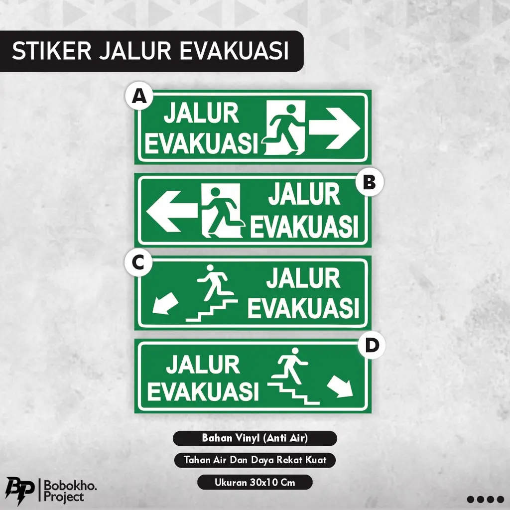Stiker Evakuasi / Stiker Evakuasi / Sticker Evakuasi / Sticker Jalur Evakuasi / Sign Sticker Rambu Evakuasi / Jalur Evakuasi / Evakuasi
