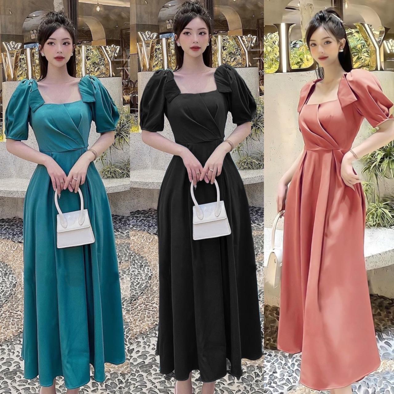 Thời Trang Bigsize Váy Dự Tiệc 50 - 100Kg Dài Cột Dây Chéo Cổ Nữ Cotton Women Dress - A.1088