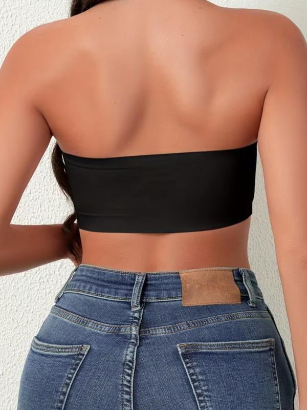 Women's Solid Wireless Strapless Bandeau Bra, Soft Comfortable Breathable Bra, Women's Lingerie for All Seasons 2