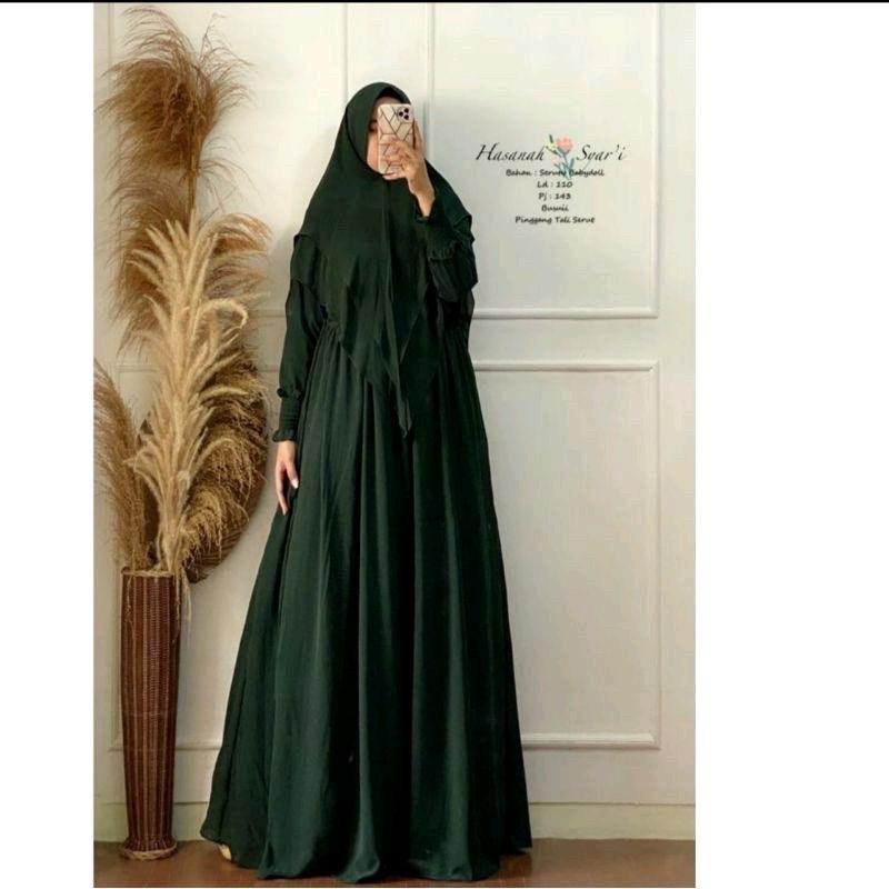 HASANAH SYARI JUMBO DAN ALL SIZE_GAMIS CERUTY BABY DOLL ORIGINAL PREMIUM, FULL FURING , GAMIS POLOS 4