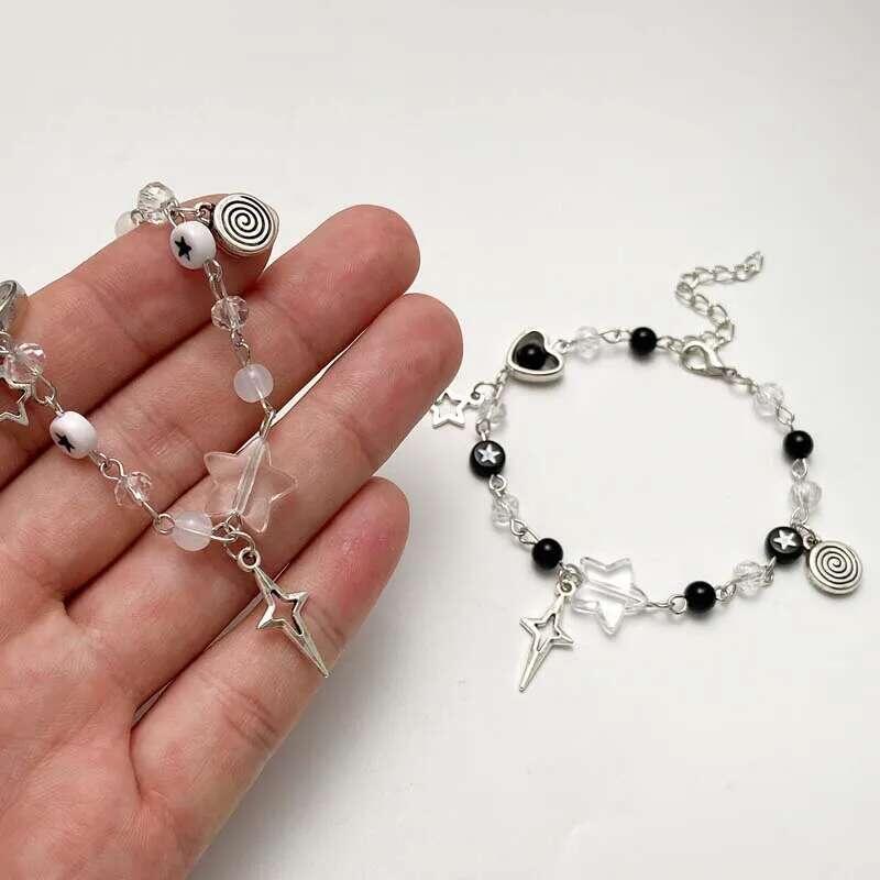 Product Introduction of Fashion Beads Bracelets Love Heart Star Handmade Y2K Charm Anime Beaded Kawaii Friendship Couple Bracelet Jewelry 4