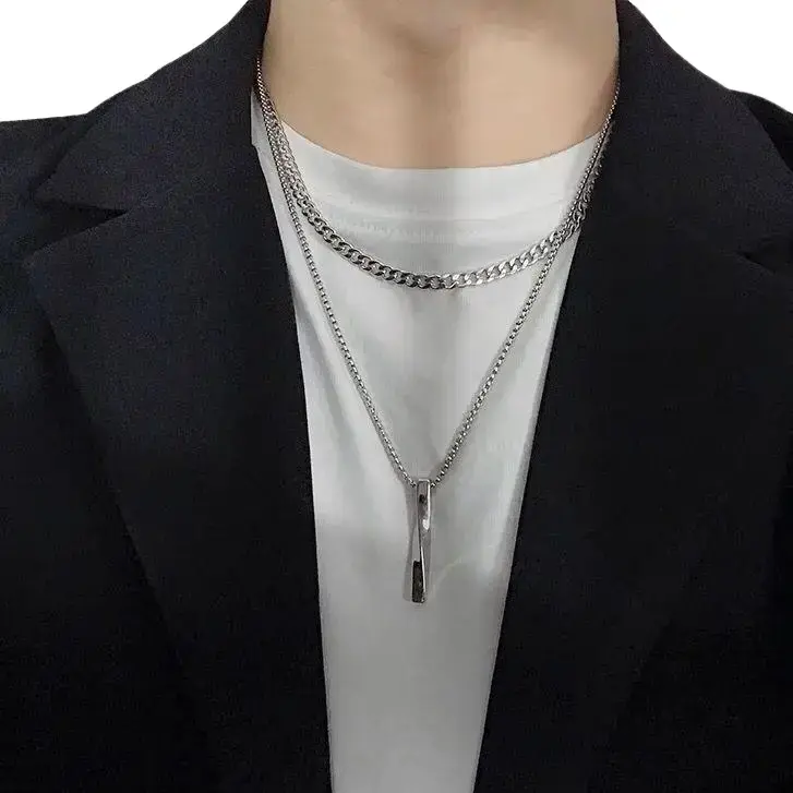 KALUNG TITANIUM PRIA WANITA DUA LAYER ANTI KARAT [ BAYAR DI TEMPAT ] Stainless