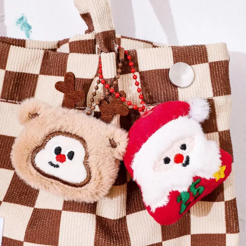 Christmas Plush Ornament Cute Santa Claus Snowman Stars Keychain