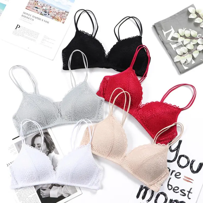 BH Bra push-up one-peice segitiga bra berongga keluar ringan Bra Tanpa Kawat Bahan Wanita 0