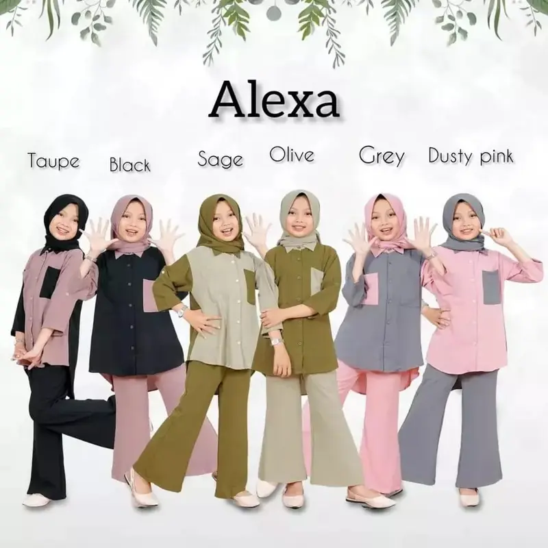 FASHION SET KIDS | Setelan Anak Perempuan Terbaru | Kaos Anak | Baju Anak Kekinian Usia 7-8-9-10-11-12-13-14-15 Tahun Celana Crinkle Airflow Atasan Muslim Panjang Tanggung 6