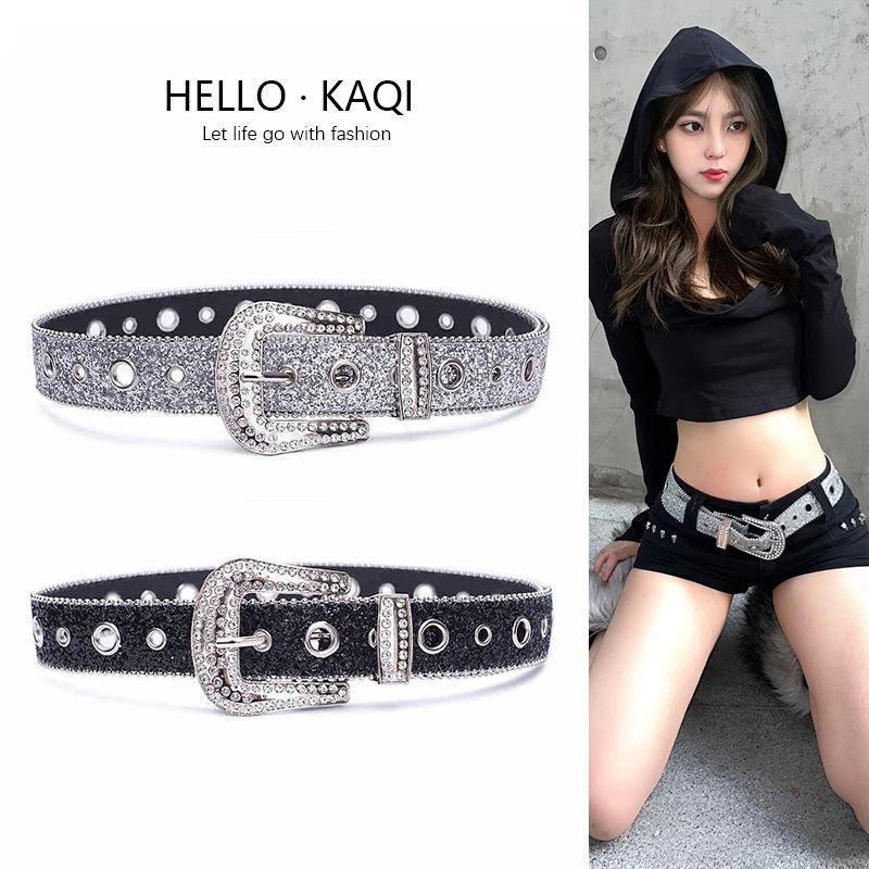 Thắt Lưng Thời Trang Hàng Mới Về Đính Đá Thắt Lưng Da Cho Nữ Thắt Lưng Gợi Cảm Màu Đen Cạp Thấp Với Đính Đá Thanh Toán Khi Nhận Hàng đai tập gym Áo Jacket Knit Túi xách quai thắt lưng hoa truyện Quần Jean Nam Thắt lưng nam dây đeo quần n