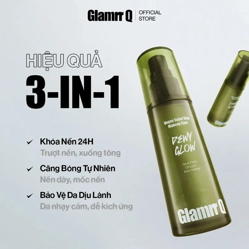 Xịt Khoá Nền Giữ Lớp Trang Điểm Glamrr Q Vegan Super Stay Makeup Fixer 1