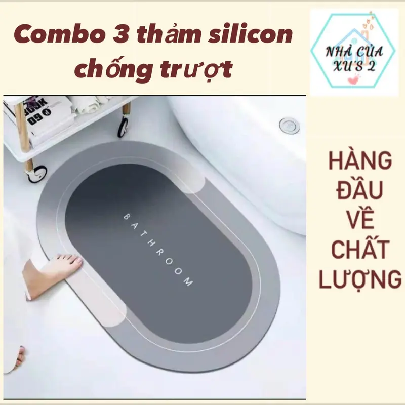 Combo 3 Thảm lau chân silicon siêu thấm hút,chống trơn trượt xịn xò 0