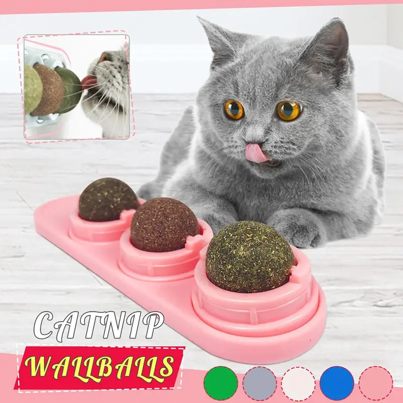 Rotating Catnip Ball Toy, 1 Count Removable Adhesive Cat Toy, Dental Health Snack, Anxiety Relief Pet Supplies, Interactive Stress Relief Gifts 2