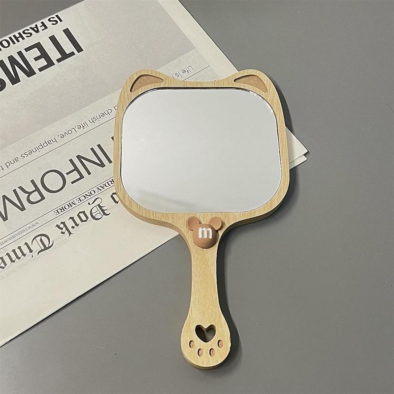 Product Introduction of New High-end Handheld Niche Rectangular Princess Makeup Mirror with Wooden Handle, High-definition Portable Pocket Mirror 24