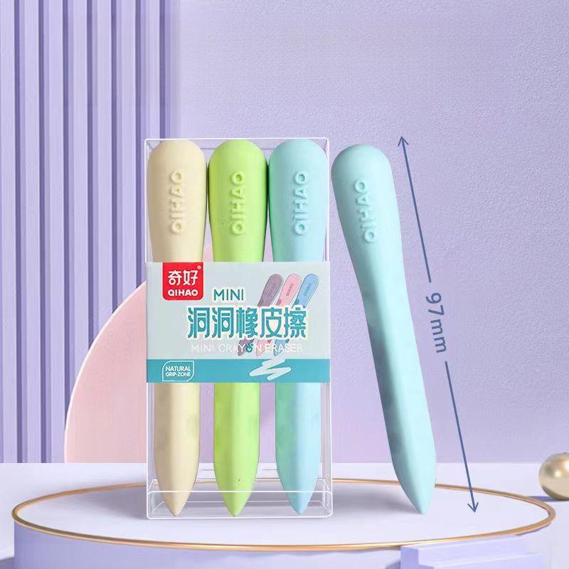 Jumbo Grip Correction Erasers - 6-Pack Non-Toxic Hole Design Pencil Erasers for Kids, Anti-Breakage Writing Tools for Elementary Students, Fun Shapes Classroom Supplies 4