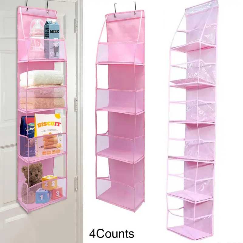 Door Back Storage Bag, 4 Counts/set Multi-layer Multifunctional Hanging Storage Bag, Space Saving Home Organizer for Bedroom, Living Room, Office 0