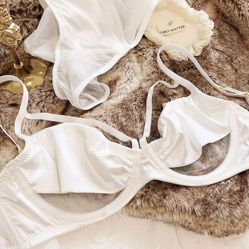 Bộ Đồ Lót, Phong Cách Pháp, Siêu Mỏng, Lưới Satin Gợi Cảm Và Rỗng, Gọng Mềm, Đẩy Lên Và Chống Chảy Xệ, Thích Hợp Cho Ngực Lớn, Áo Ngực Che Sẹo 7