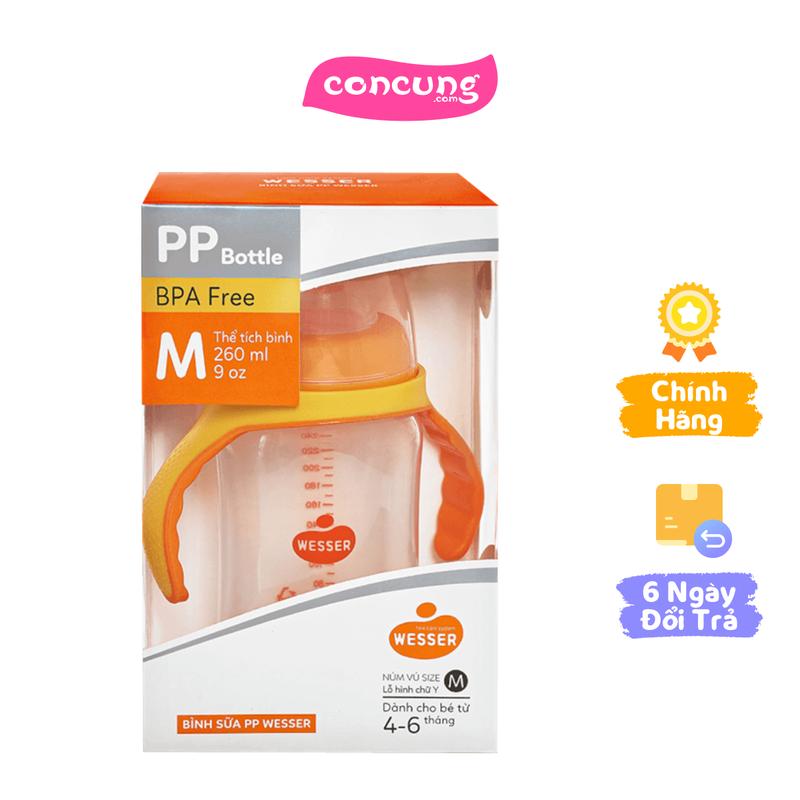 Bình sữa cổ rộng PP Wesser 260ml