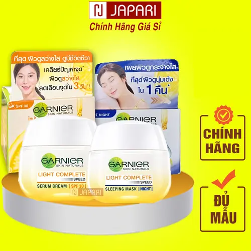 Kem Dưỡng Sáng Da Sáng/Tối Garnier - Mặt Nạ Ngủ Dưỡng Da Vitamin C Ganier SPF30/PA+++ 18ml/50ml Japari