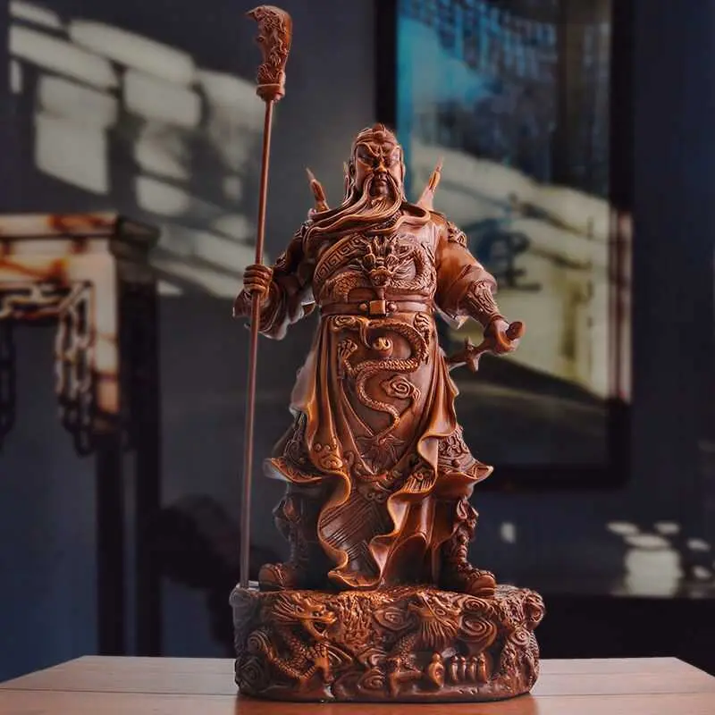Patung Guan Yu Pisau Besar, Hiasan Rumah Mendorong Kekayaan, Aksesori Tarikan, Hiasan Patung Guan Gong, Hiasan Wu Caishen, Hiasan Patung Guan Er Ye,  Patung Guan Yu Guan Sheng Di Jun, Sesuai untuk Ruang Tamu Kedai, Hiasan Zhen Zhai sleeping  buddha