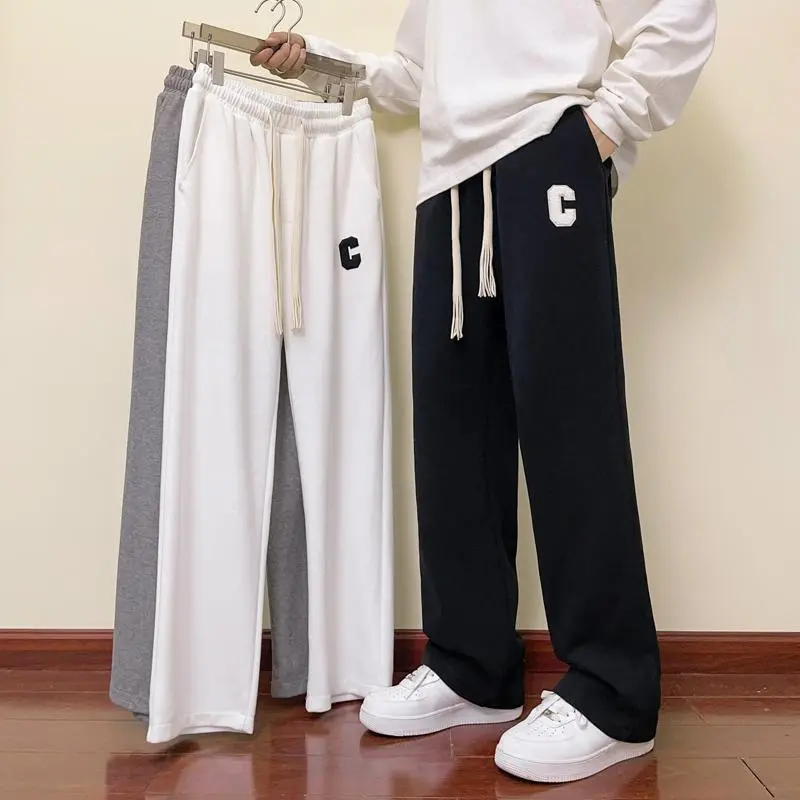Celana Panjang Unisex Celana Kasual Lurus Berkaki Lebar Longgar Keren Ringan Bernapas Pants K670B