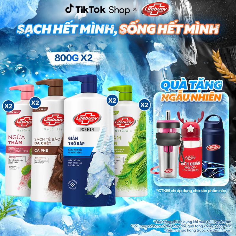 [KOL Live 2] Combo 2 Sữa tắm Lifebuoy Chăm Sóc Chuyên Sâu, giúp detox sạch sâu và giảm mụn trên da 800g x2 [2]