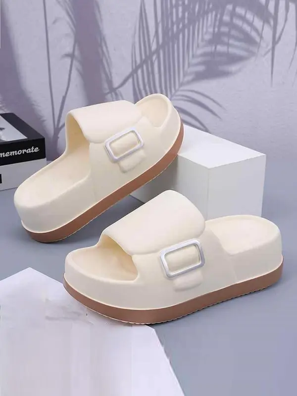 Women's Colorblock Platform Slides, Casual Comfortable Soft Sole Slippers for Indoor Outdoor Wear, Non-slip Slippers for Summer Beach, Walking Shoes 0