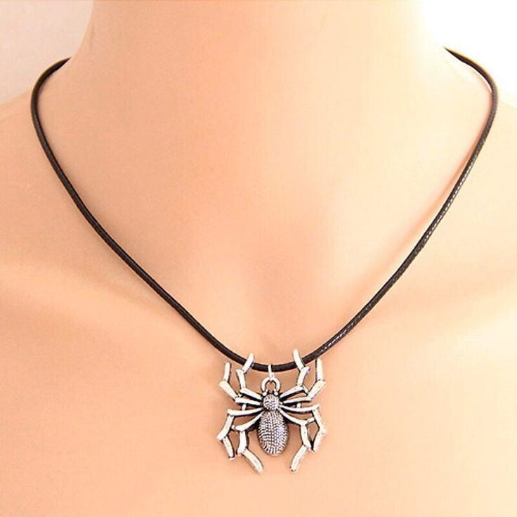 (KL80) KALUNG TALI HITAM LIONTIN LABA LABA KOREAN STYLE ANIMAL NECKLACE-CJR TITANIUM 1