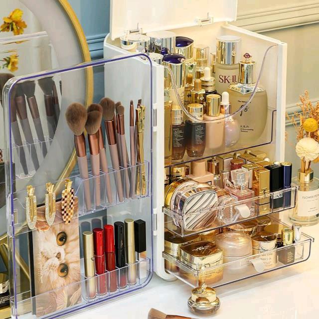 Hộp đựng mỹ phẩm, tủ đựng nước hoa có nắp chống bụi cỡ lớn cao cấp