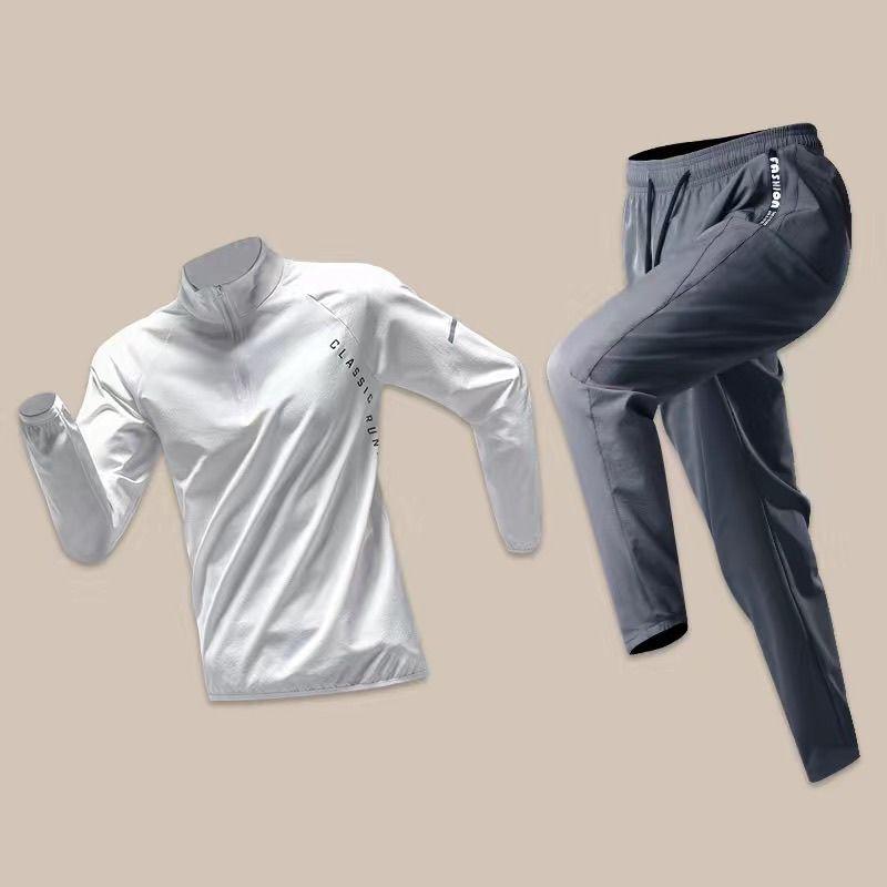 Bộ đồ thể thao Quần áo tập luyện của nam giới Quần áo khô nhanh Đi xe đạp ngoài trời Buổi sáng Chạy thể thao Sinh viên điền kinh Mùa xuân và mùa thu Quần áo thể dục chạy bộ 7