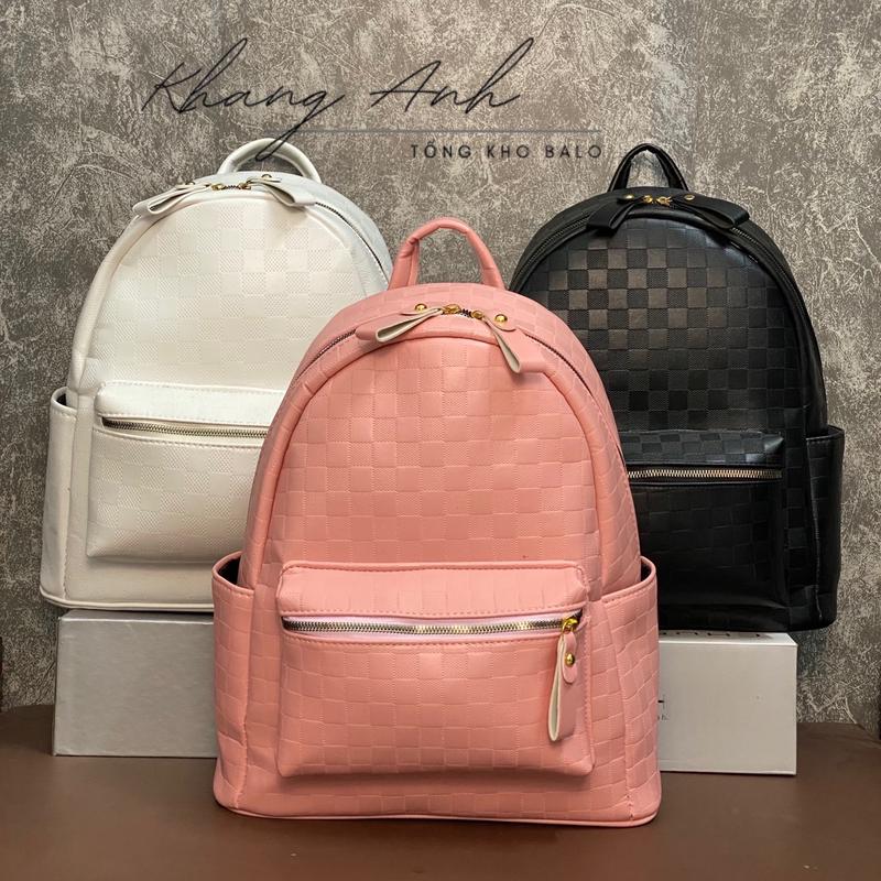 Balo hoạ tiết caro in chìm quai to(ảnh thật)hàng VN size 40 vừa A4,atlat địa lý,sách vở đi học