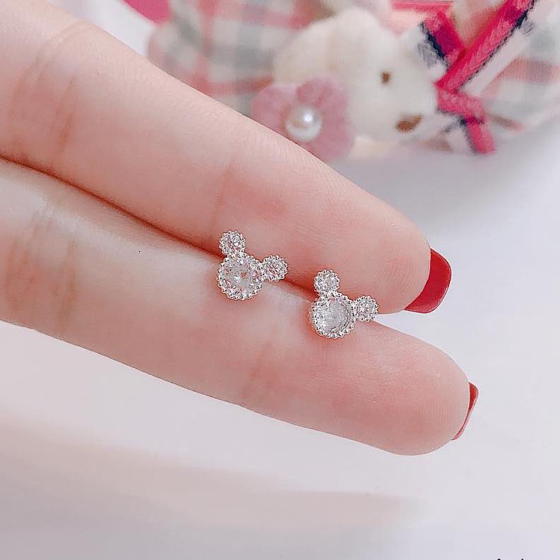 bông tai gấu , bạc 925 , chốt chắc chắn , đá sáng - trang sức tân bạc 0