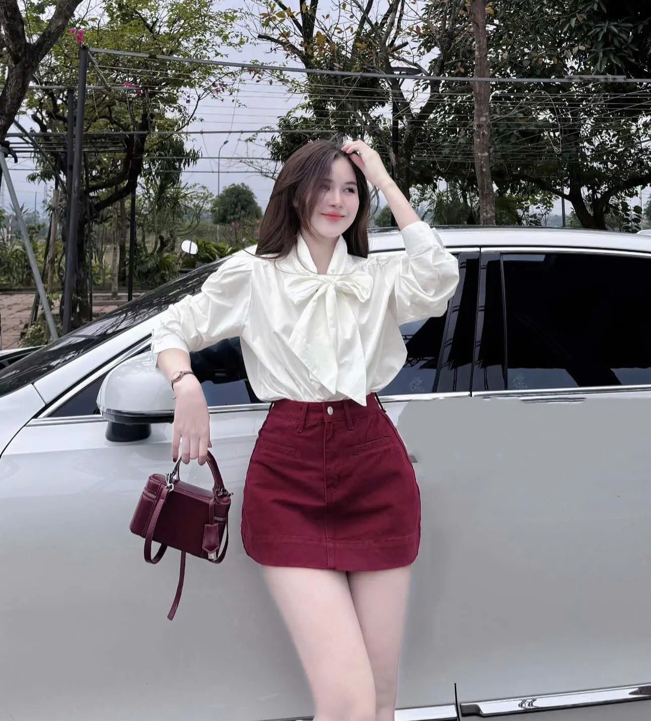 CHÂN VÁY JEANS NỮ CHỮ A ĐỎ MẬN TÚI CƠI CÓ QUẦN BẢO HỘ KÈM ẢNH THẬT HOTTREND 2025