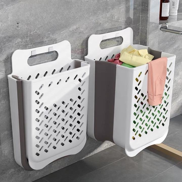 Giỏ Đựng Đồ Giặt Treo Tường Nhà Tắm, Giỏ Đựng Quần Áo Bẩn Gấp Gọn,Rổ Sọt Đựng Đồ Đa Năng Bằng Nhựa Bền Bỉ