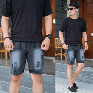 Celana Pendek Jeans Sobek Ripped
