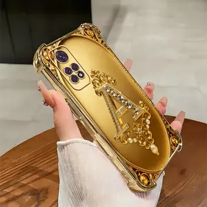 Cocok untuk casing ponsel Redmi Note 11 Casing ponsel tahan benturan terbaru dengan bingkai emas dan motif huruf Prancis.-SJFS