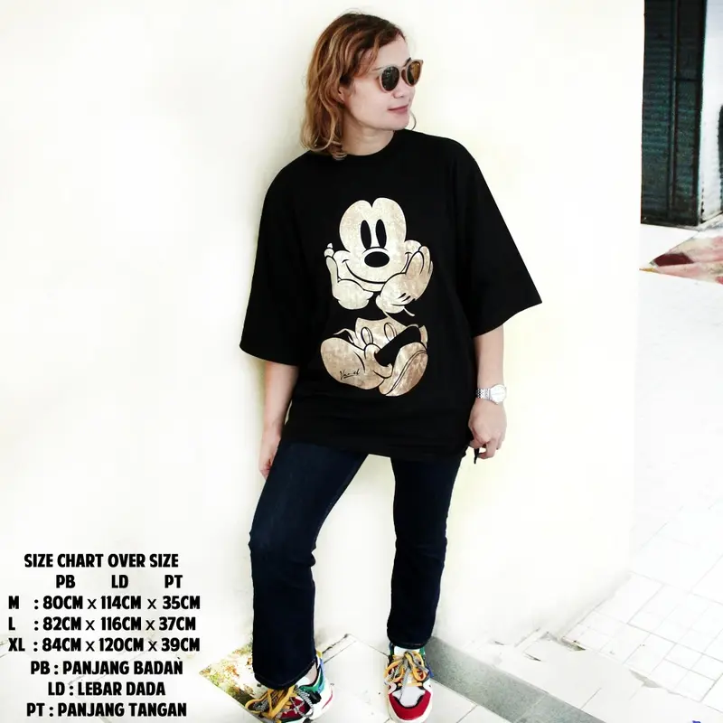 kaos oversize cm24 pria/wanita lengan 7/8 kaos oversize combed24s mickeymouse 0