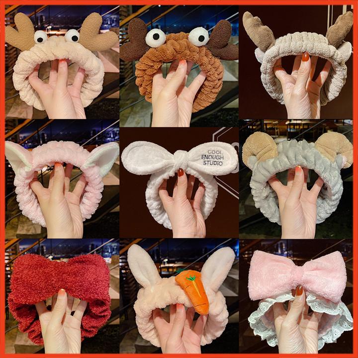 Băng Đô Cài Tóc Rửa Mặt Bờm Tóc Tai Thỏ Tai Mèo Nơ Sừng Các Loại Tổng Hợp, Dễ Thương Cho Nam Nữ