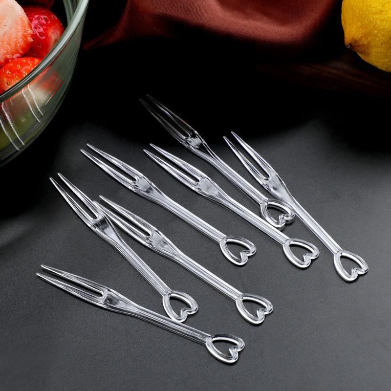 100Pcs Fruit Fork Cake Dessert Food Fruit Pick Children Snack Mini Party Festival Love Tableware Decoration Plastic Toothpick 7
