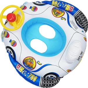 Inflatable Swimming Pool Float with Steering Wheel & Horn, 1 Count Inflatable Swimming Ring, Swimming Pool Float for Boys & Girls, Summer Swimming Accessories