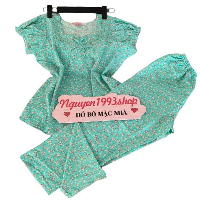 (40-75kg) Set đồ bộ mặc nhà chất lụa hàn áo có tay, quần dài 9 tấc có túi Nữ 7