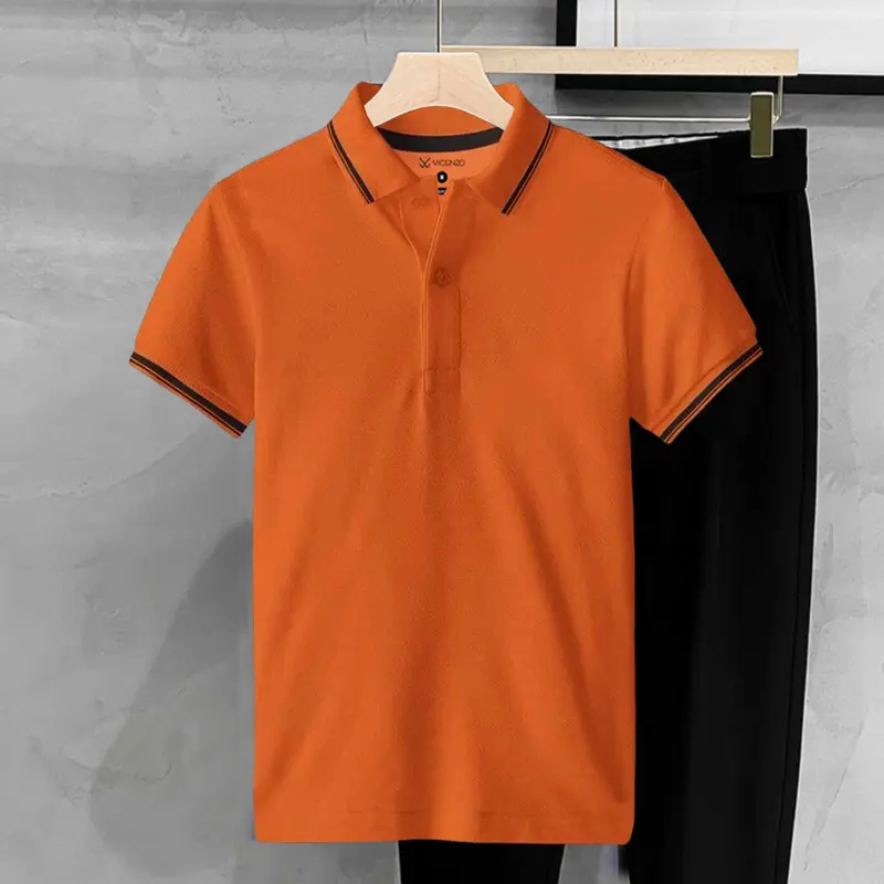 Áo Thun Polo Nam Có Cổ Cao Cấp, Áo Polo Nam Ngắn Tay Trơn Thương Hiệu Vicenzo Trắng Đen Nhiều Màu Chất Liệu Cao Cấp Menswear Shirt 5