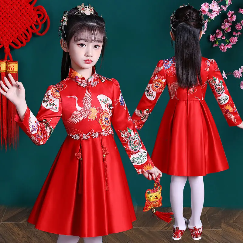 Trang phục Đường Tăng của bé gái Hanfu, Váy mùa thu và mùa hè, Thích hợp cho trẻ em từ 3 tháng tuổi, Váy công chúa siêu thanh lịch, cho bé gái