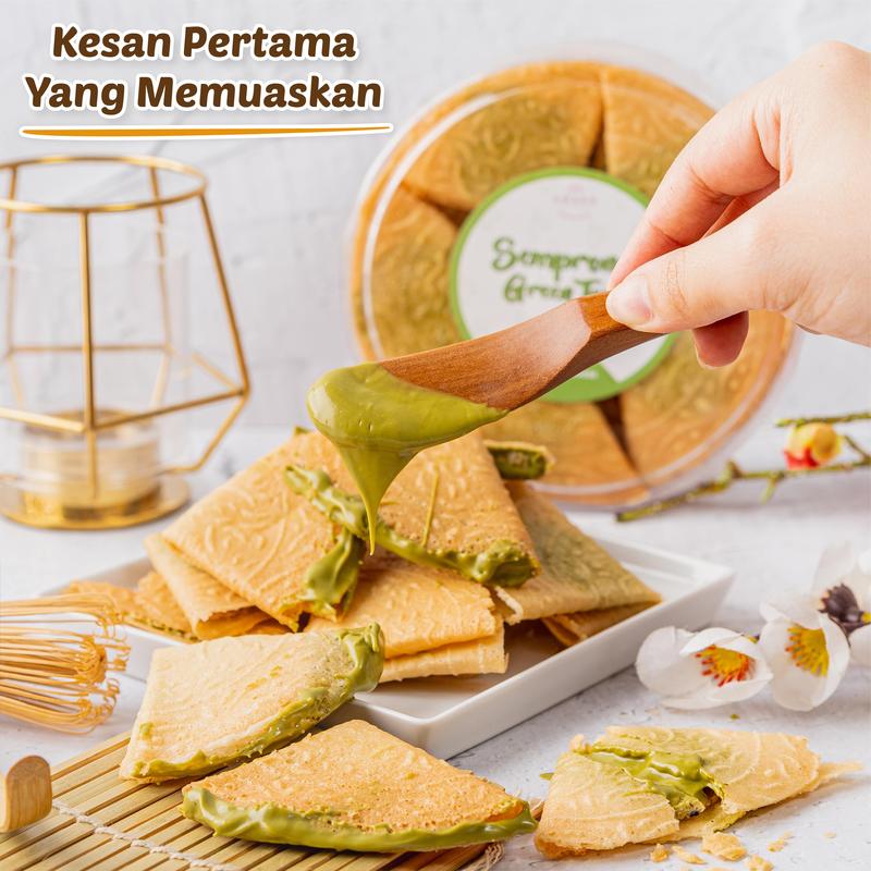 Semprong Rasa green tea Cemilan Kue Kering garing manis teh hijau lumer ...