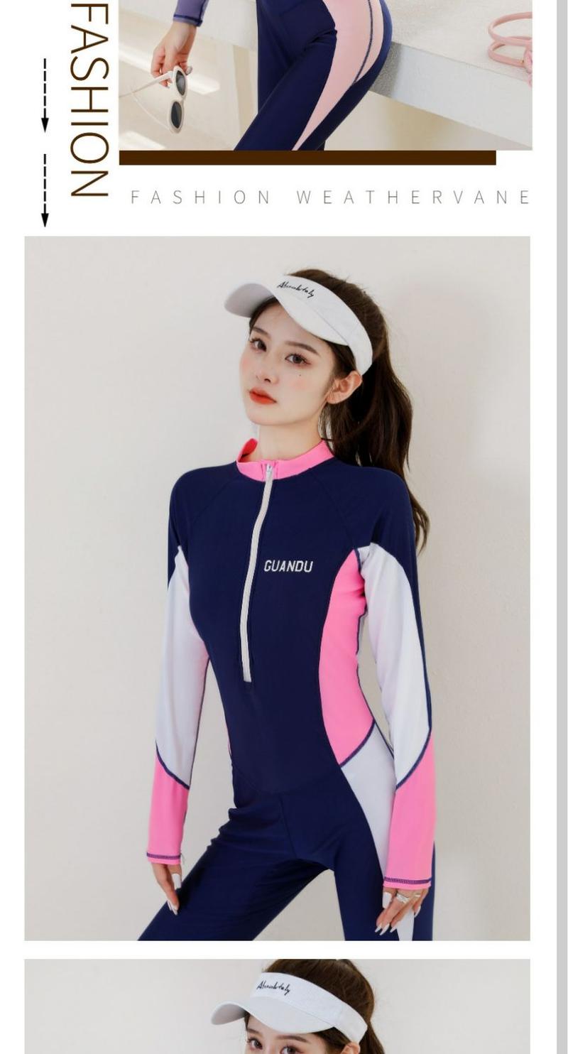Product Introduction of Diving Suit New Swimsuit Women's Summer Conservatively Thin Cover Belly One-Piece Long Sleeves Trousers Sports Student Jellyfish Swimsuit 4