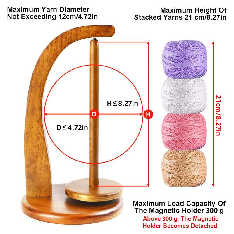 Wooden Yarn Holder Knitting and Crocheting, 1 Piece Portable Rotating Knitting Needle Stand, Sewing Supplies Crafts for Home & Sewing Room, Valentine's Day Gift 6